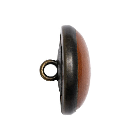 Light Brown and Gunmetal Domed Leather Shank Back Button - 40L/25.5mm