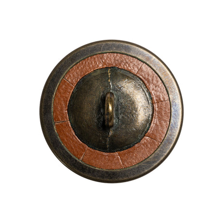 Light Brown and Gunmetal Domed Leather Shank Back Button - 40L/25.5mm