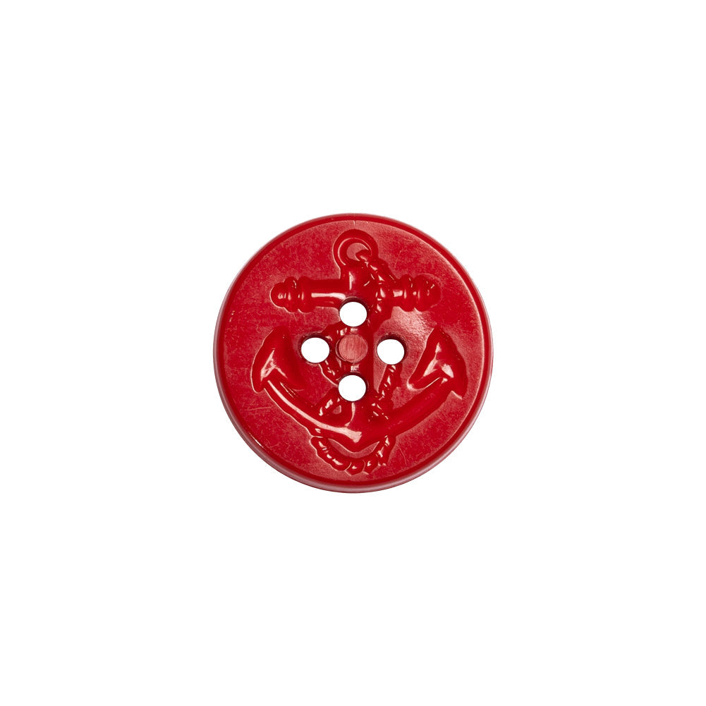 Red Anchor Plastic 4-Hole Button - 24L/15mm