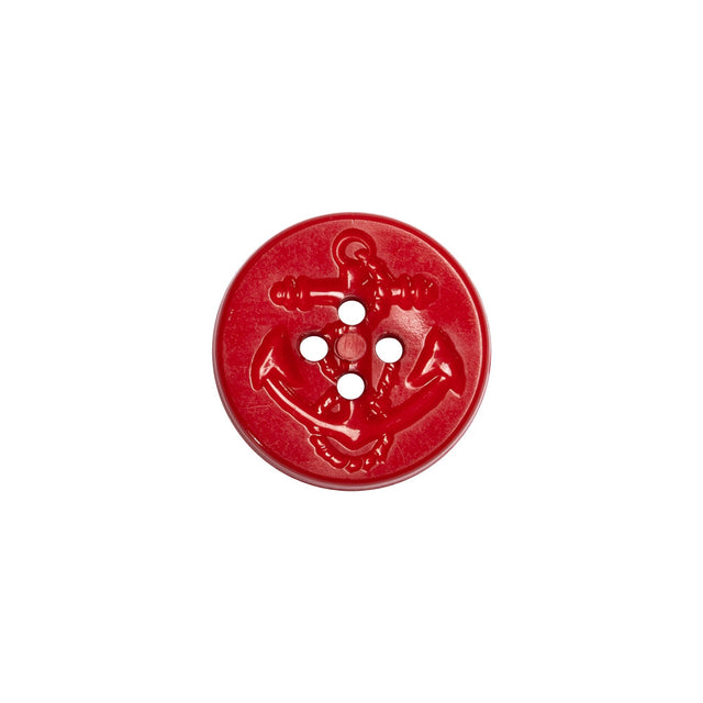 Red Anchor Plastic 4-Hole Button - 24L/15mm