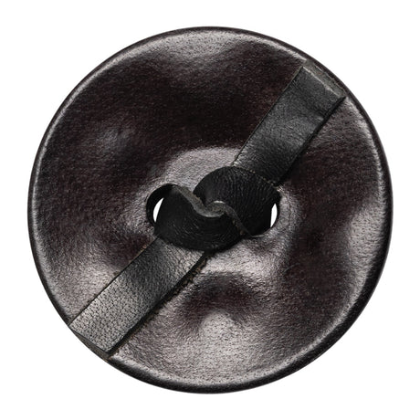 Black Knotted Leather Button - 60L/38mm