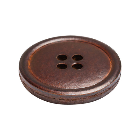 Red Brown Leather 4-Hole Button - 44L/28mm