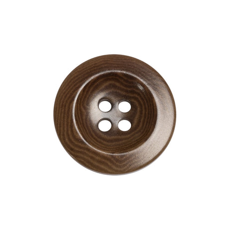 Brown Wood Grain Dish Shaped Plastic 4-Hole Button - 36L/23mm