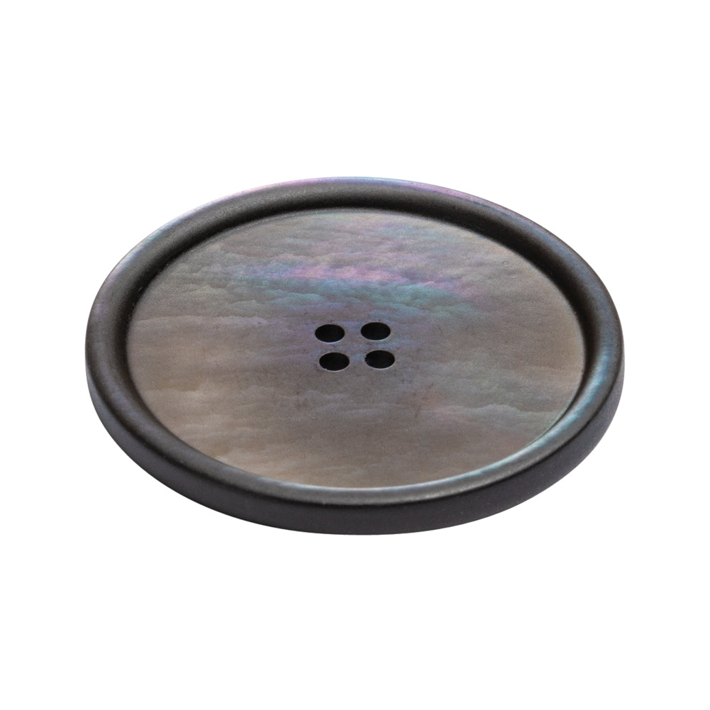 Iridescent Blue Narrow Rim 4-Hole Shell Button - 48L/30.5mm