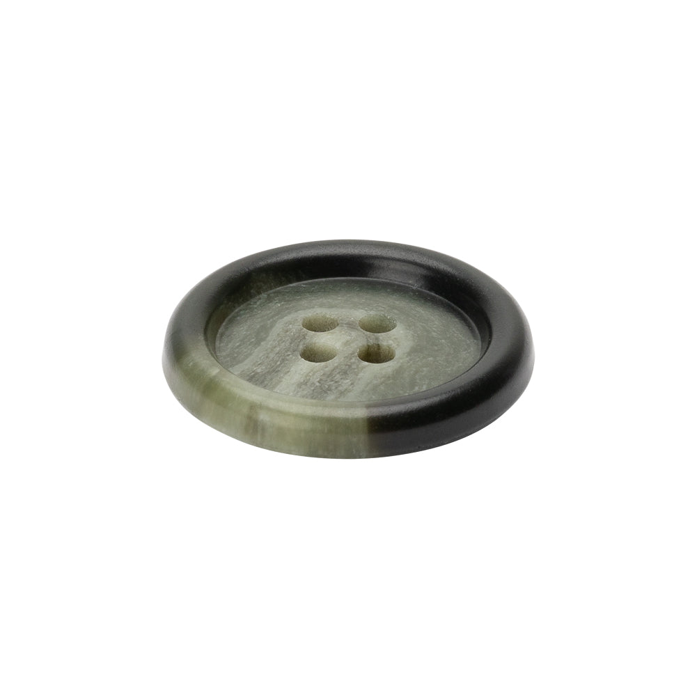 Olive Gray Swirls Rolled Rim 4-Hole Plastic Button - 38L/24mm
