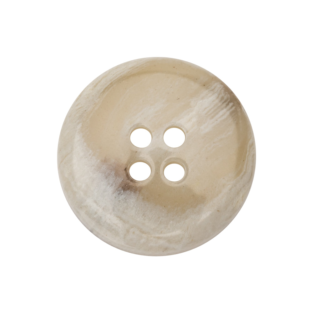 Ivory Streaked Rolled Rim Plastic 4-Hole Button - 40L/25.5mm