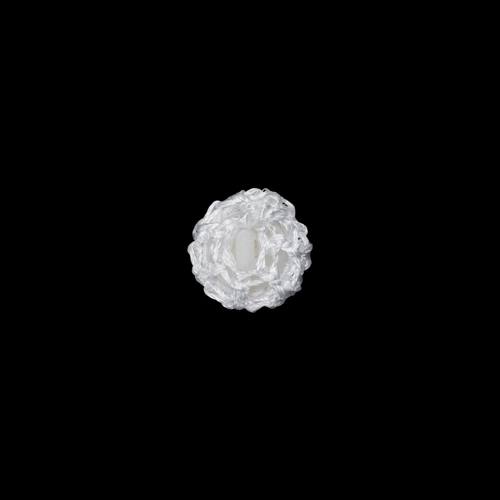 Optic White Crochet Fabric Covered Shank Back Button - 16L/10mm