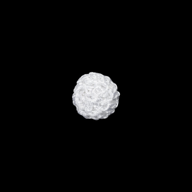 Optic White Crochet Fabric Covered Shank Back Button - 16L/10mm