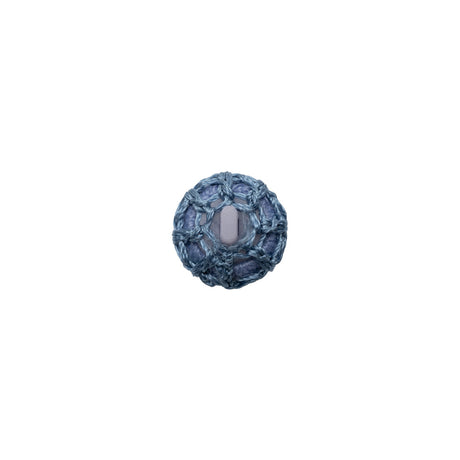 French Blue Crochet Fabric Covered Shank Back Button - 16L/10mm