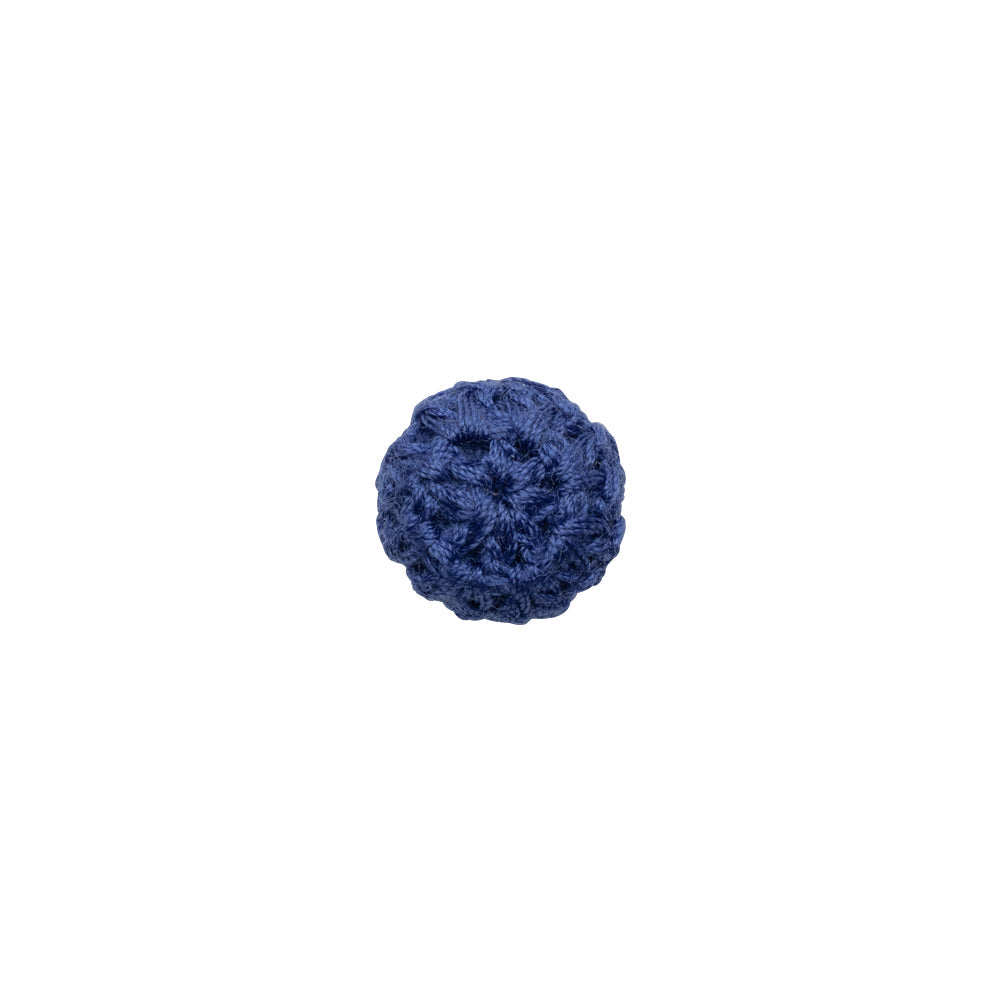 Matte Blue Crochet Fabric Covered Shank Back Button - 16L/10mm