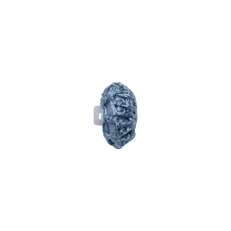 French Blue Crochet Fabric Covered Shank Back Button - 18L/11.5mm
