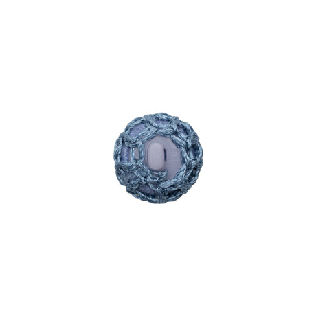 French Blue Crochet Fabric Covered Shank Back Button - 18L/11.5mm