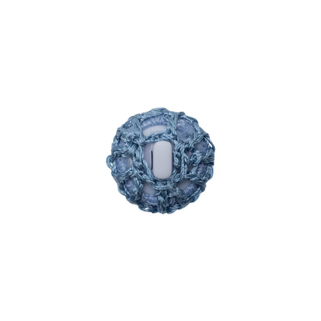 French Blue Crochet Fabric Covered Shank Back Button - 20L/12.5mm