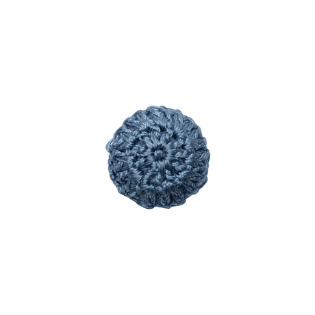 French Blue Crochet Fabric Covered Shank Back Button - 20L/12.5mm