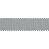 Grosgrain Ribbon with White Stitched Borders - Gray - 1"