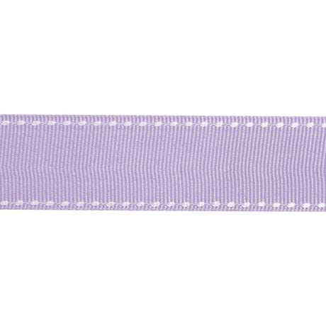 Grosgrain Ribbon with White Stitched Borders - Lilac - 1"