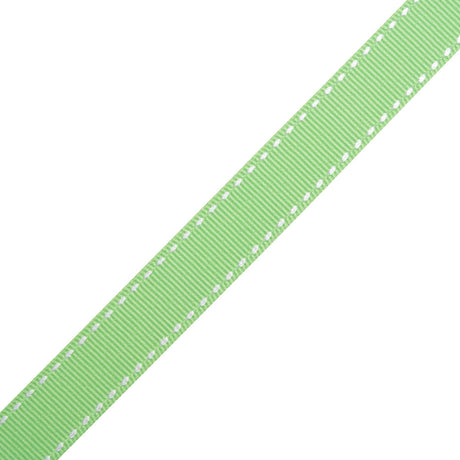 Grosgrain Ribbon with White Stitched Borders - Mint Green - 0.625"
