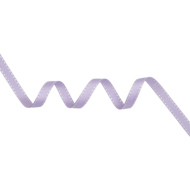 Grosgrain Ribbon with White Stitched Borders - Lilac - 0.4375"