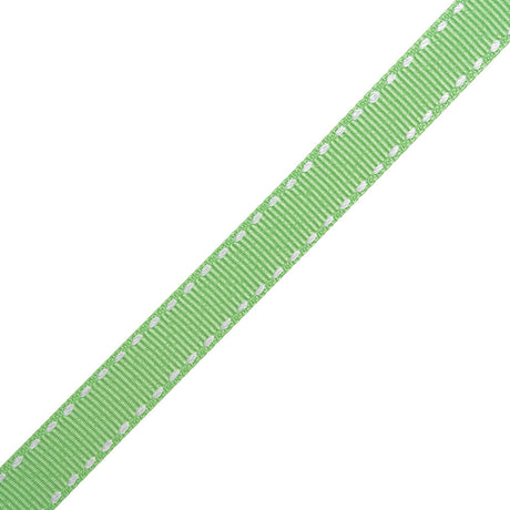 Grosgrain Ribbon with White Stitched Borders - Mint Green - 0.4375"