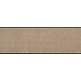 Sheer Ribbon with White Stitched Border - 1.625" - Brown
