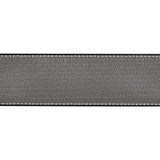 Sheer Ribbon with White Stitched Border - 1.625" - Black