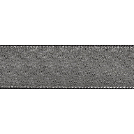 Sheer Ribbon with White Stitched Border - 1.625" - Black