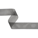 Sheer Ribbon with White Stitched Border - 1.625" - Black