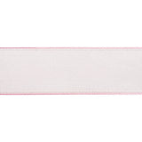 Sheer Ribbon with White Stitched Border - 1.625" - Pink