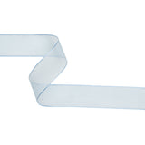 Sheer Ribbon with White Stitched Border - 1.5" - Baby Blue