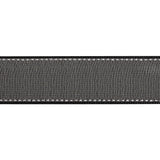 Sheer Ribbon with White Stitched Border - 1" - Black
