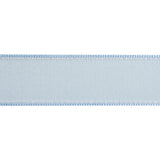 Sheer Ribbon with White Stitched Border - 1" - Baby Blue
