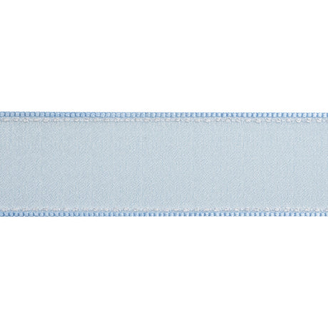 Sheer Ribbon with White Stitched Border - 1" - Baby Blue