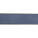 Sheer Ribbon with White Stitched Border - 1" - Navy