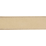 Sheer Ribbon with White Stitched Border - 1" - Coffee