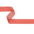 Sheer Ribbon with White Stitched Border - 1" - Red