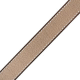 Sheer Ribbon with White Stitched Border - 0.75" - Brown