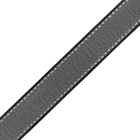 Sheer Ribbon with White Stitched Border - 0.75" - Black