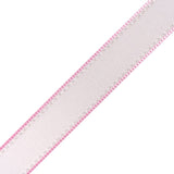 Sheer Ribbon with White Stitched Border - 0.75" - Pink