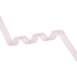 Sheer Ribbon with White Stitched Border - 0.75" - Pink