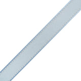 Sheer Ribbon with White Stitched Border - 0.75" - Baby Blue