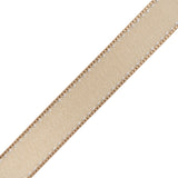 Sheer Ribbon with White Stitched Border - 0.75" - Coffee