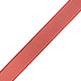 Sheer Ribbon with White Stitched Border - 0.75" - Red