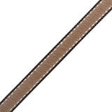 Sheer Ribbon with White Stitched Border - 0.5" - Brown