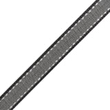 Sheer Ribbon with White Stitched Border - 0.5" - Black