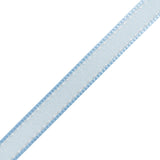Sheer Ribbon with White Stitched Border - 0.5" - Baby Blue