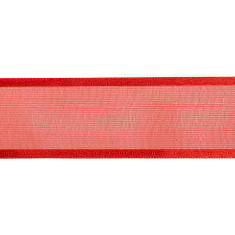 Sheer Ribbon with Double Faced Satin Edges - 1.375" - Red