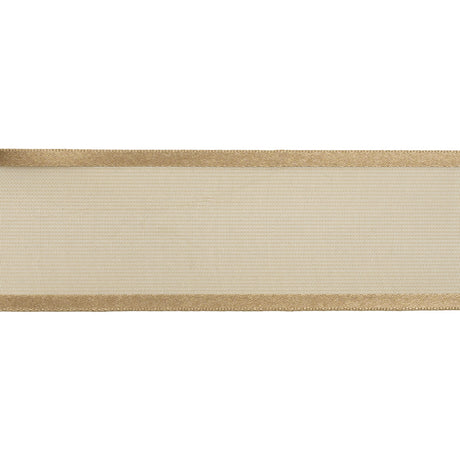 Sheer Ribbon with Double Faced Satin Edges - 1.375" - Coffee