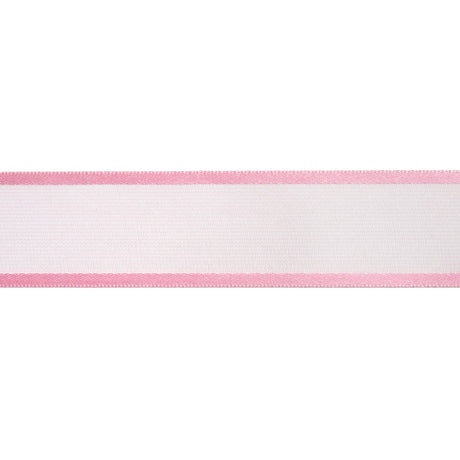 Sheer Ribbon with Double Faced Satin Edges - 1" - Pink