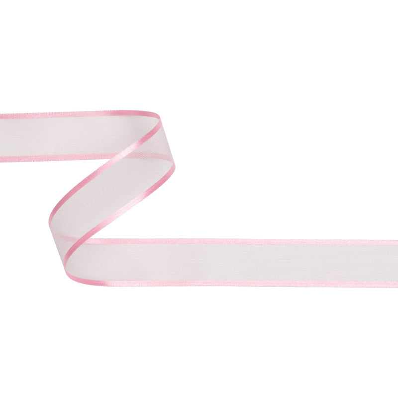 Sheer Ribbon with Double Faced Satin Edges - 1" - Pink