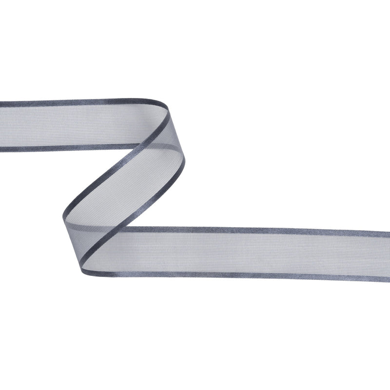 Sheer Ribbon with Double Faced Satin Edges - 1" - Gray